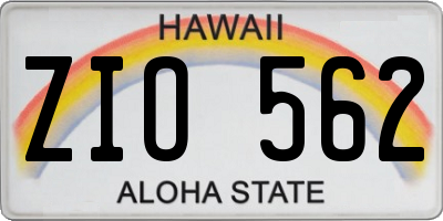 HI license plate ZIO562