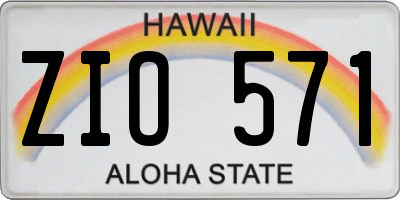 HI license plate ZIO571