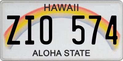 HI license plate ZIO574