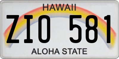 HI license plate ZIO581
