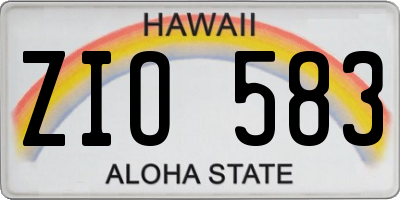 HI license plate ZIO583