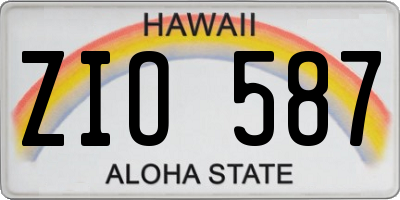 HI license plate ZIO587