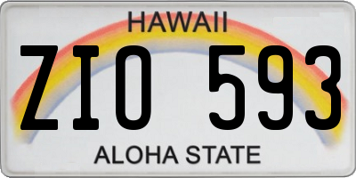 HI license plate ZIO593