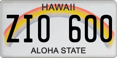 HI license plate ZIO600