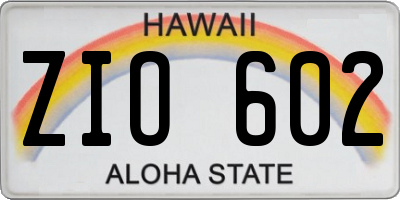 HI license plate ZIO602