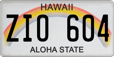 HI license plate ZIO604