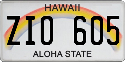 HI license plate ZIO605
