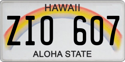HI license plate ZIO607