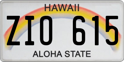 HI license plate ZIO615