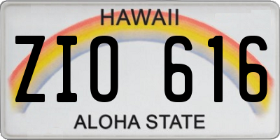HI license plate ZIO616