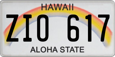HI license plate ZIO617