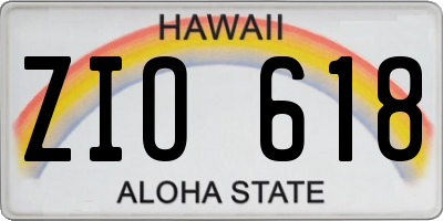 HI license plate ZIO618