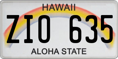 HI license plate ZIO635
