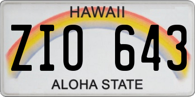 HI license plate ZIO643