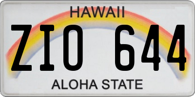HI license plate ZIO644