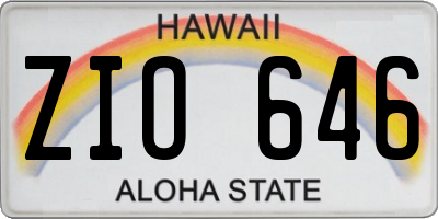 HI license plate ZIO646