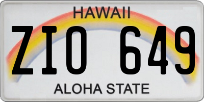 HI license plate ZIO649