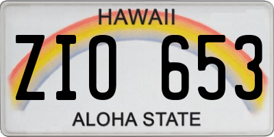HI license plate ZIO653