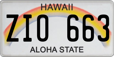 HI license plate ZIO663