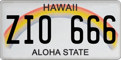 HI license plate ZIO666