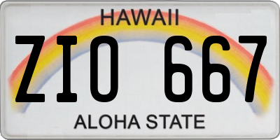 HI license plate ZIO667