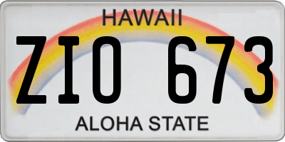 HI license plate ZIO673