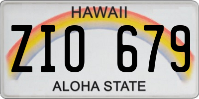 HI license plate ZIO679