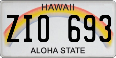 HI license plate ZIO693