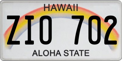 HI license plate ZIO702