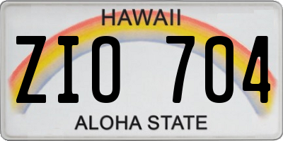 HI license plate ZIO704