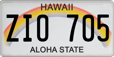 HI license plate ZIO705