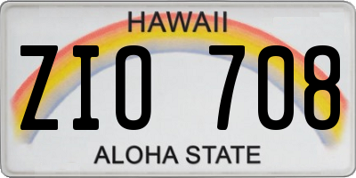 HI license plate ZIO708