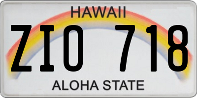 HI license plate ZIO718