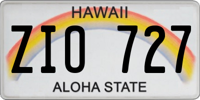 HI license plate ZIO727
