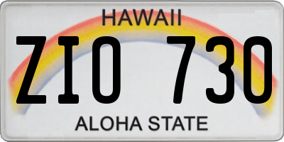 HI license plate ZIO730