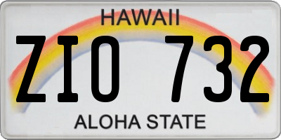 HI license plate ZIO732