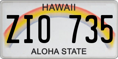 HI license plate ZIO735