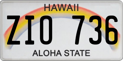 HI license plate ZIO736