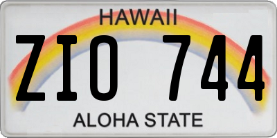 HI license plate ZIO744