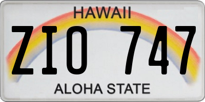 HI license plate ZIO747