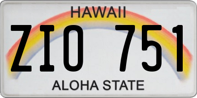 HI license plate ZIO751