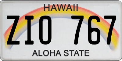 HI license plate ZIO767