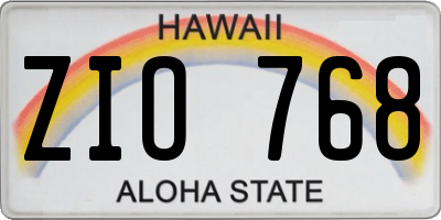 HI license plate ZIO768