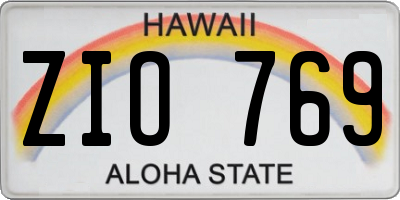 HI license plate ZIO769