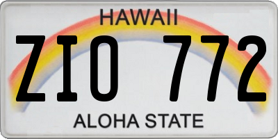 HI license plate ZIO772