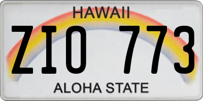 HI license plate ZIO773