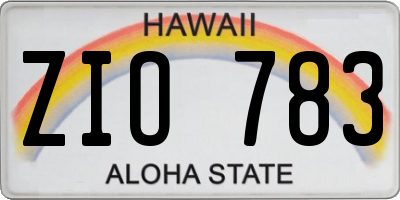 HI license plate ZIO783