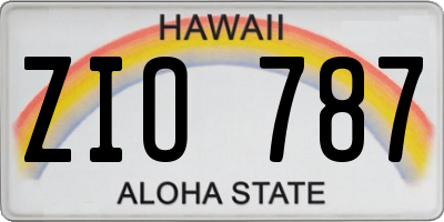 HI license plate ZIO787