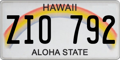 HI license plate ZIO792