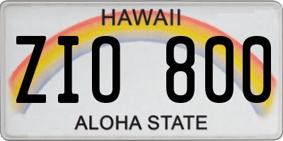 HI license plate ZIO800